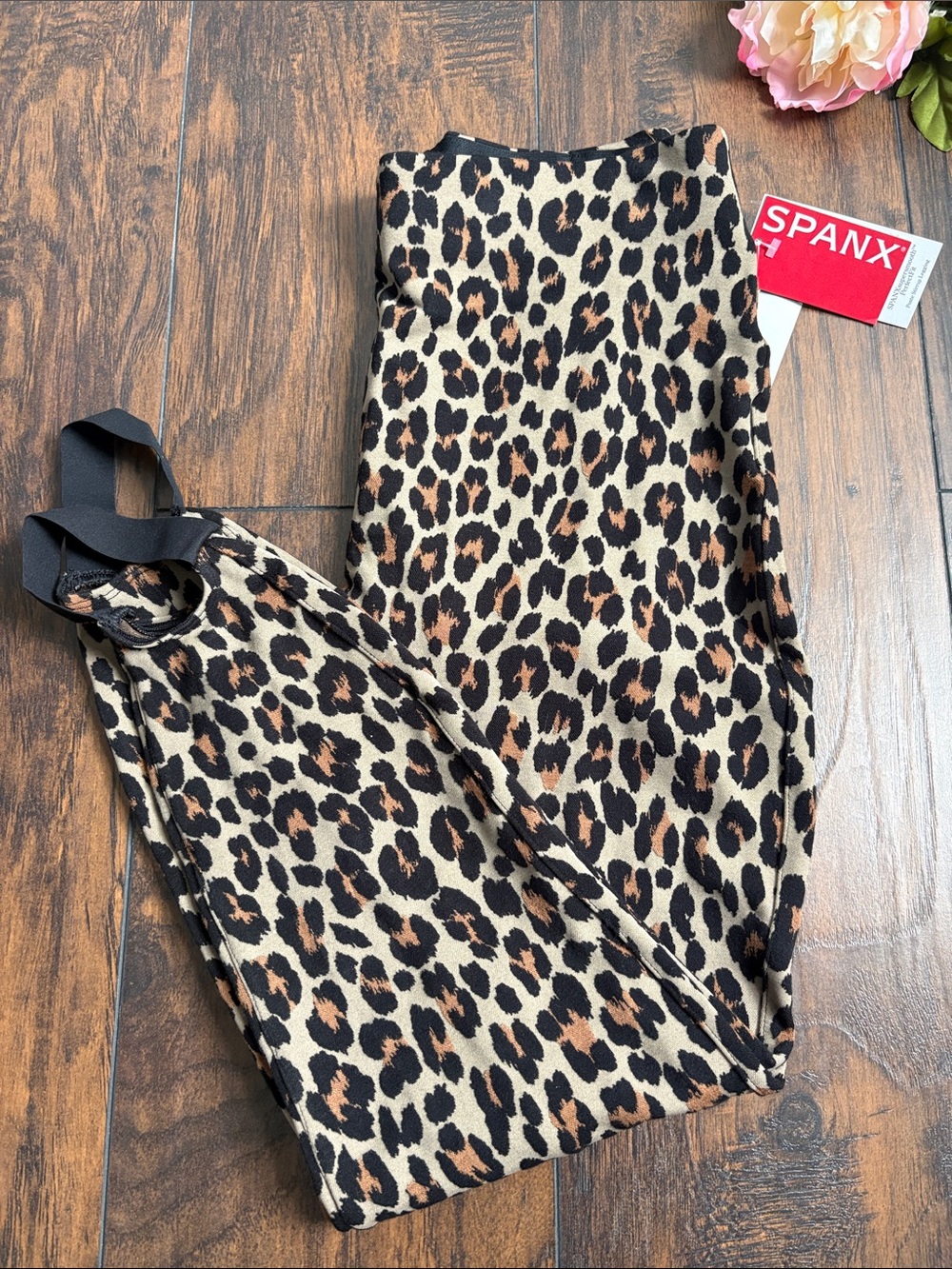SPANX Leopard-Print High-Rise Leggings in Tan and Black